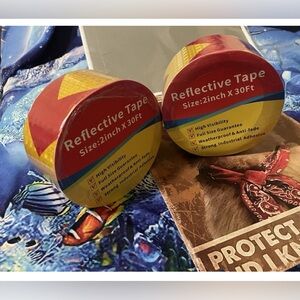 Lot of 2 Rolls 2”x 30” REFLECTIVE SAFETY TAPE Red Yellow/ Gold Arrow Trucks NEW